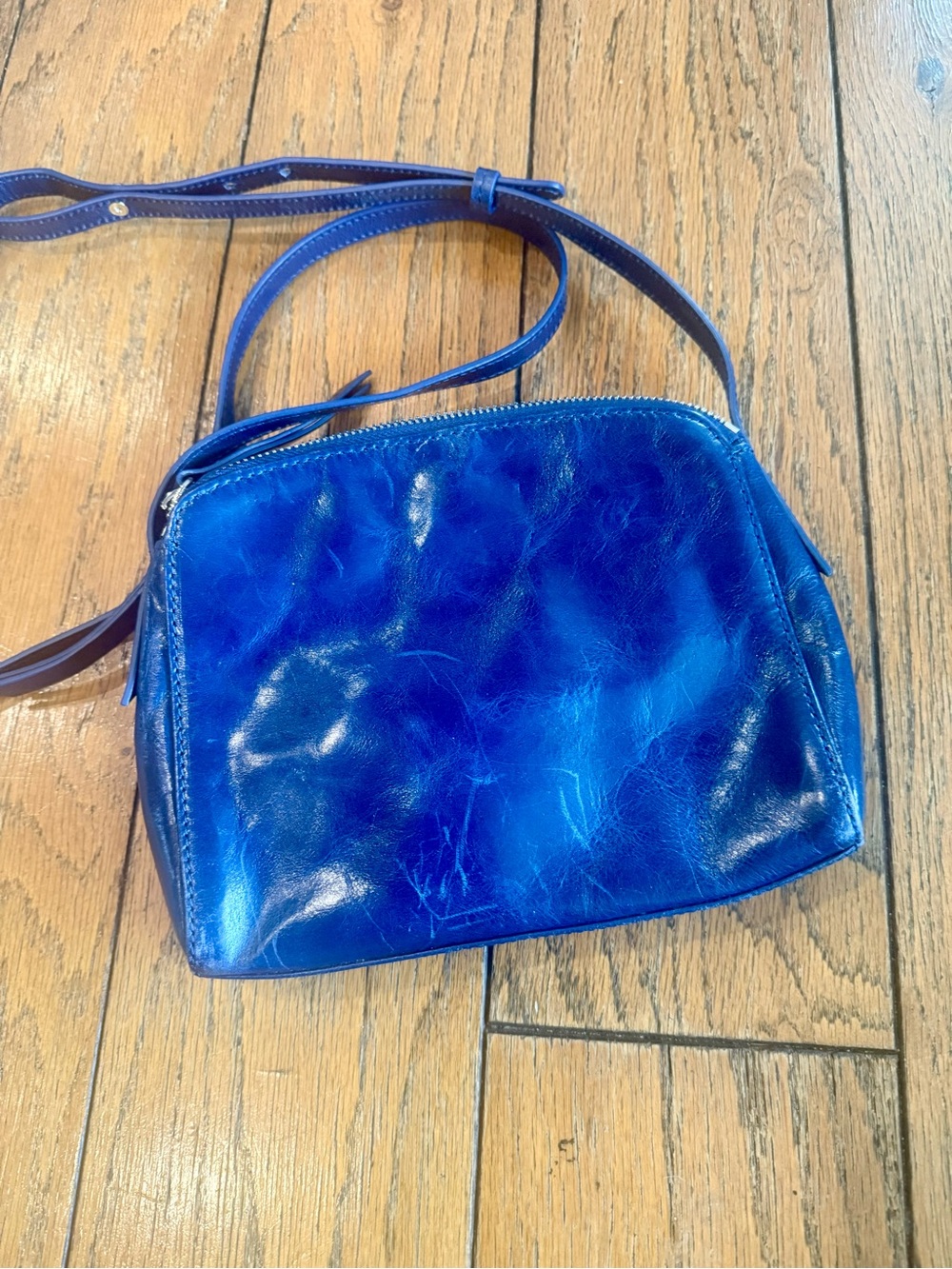 Vintage 90s/Y2K Overland dark blue leather crossbody bag - Picture 3 of 7